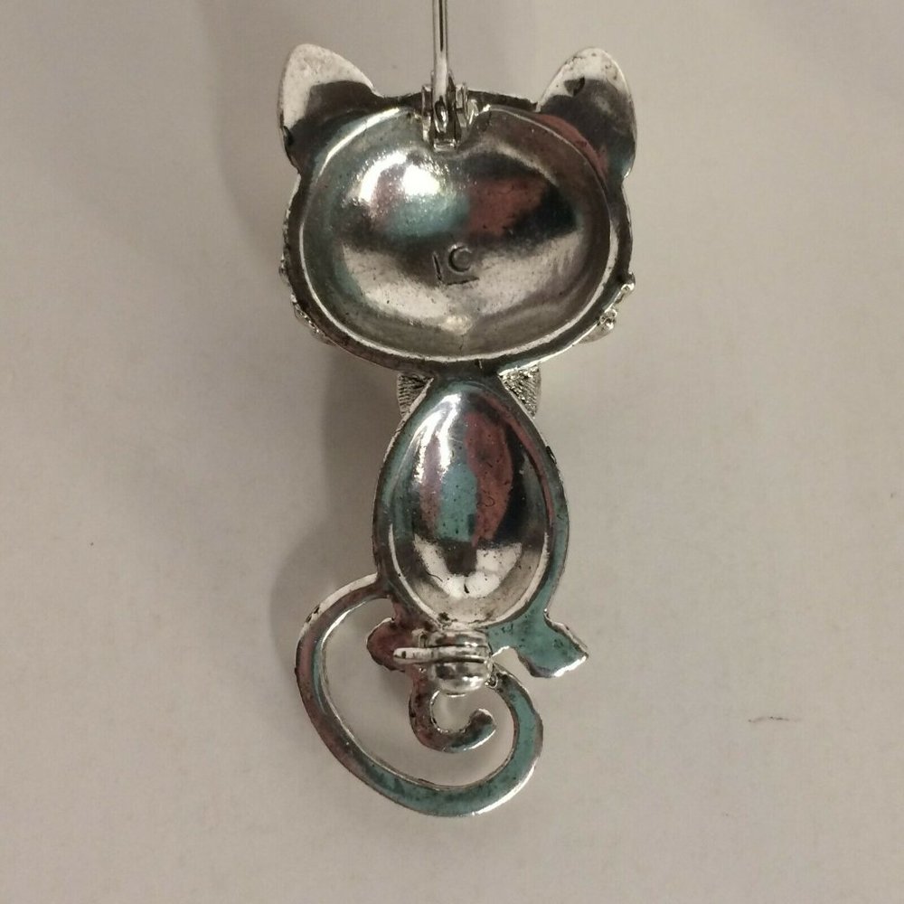 Liz Claiborne Mouse Pin Rhinestone Brooch Blue Eye Costume Jewelry Heart Nose - Picture 4 of 8